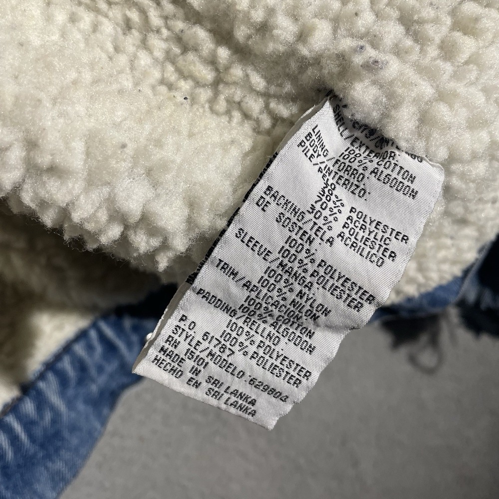 Wrangler Hero Jacket Mens XL Blue Sherpa Lined Denim Corduroy Collar Distressed - Picture 12 of 13